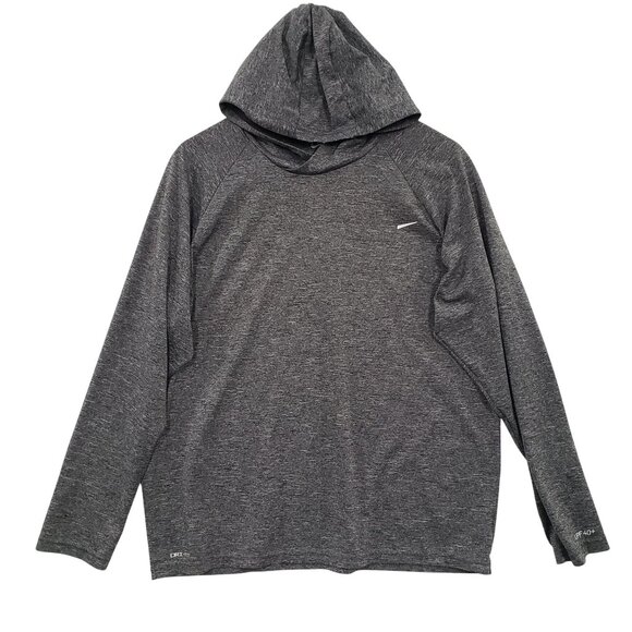 Nike Swim Mens Dri Fit Gray Hooded Long Sleeve Shirt Size L Beach Athleisure - Picture 1 of 5